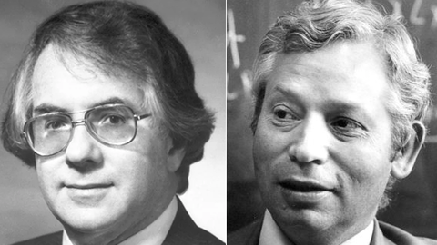 headshots of Sheldon Glashow and Stevem Weinberg